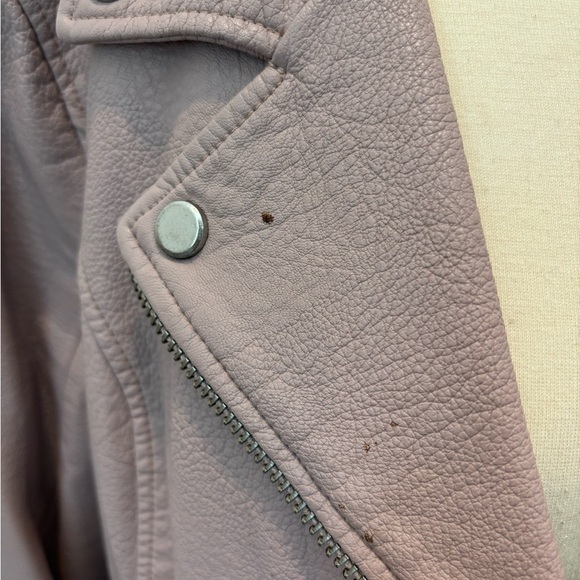 Women's Pink Vegan Leather Jacket - Picture 3 of 6